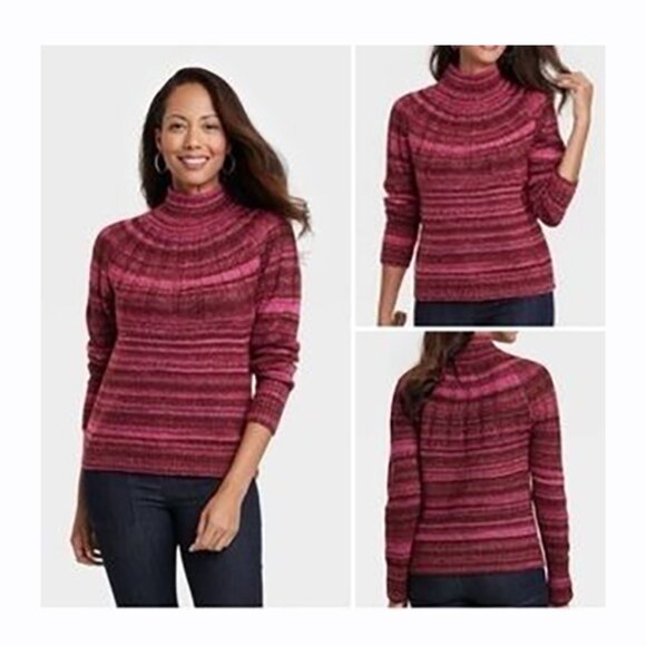 Knox Rose Women's Holiday Pullover Sweater Pink Red Size L - Picture 1 of 8